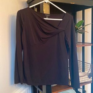 Ann Taylor Asymmetrical Long Sleeve Top, Black